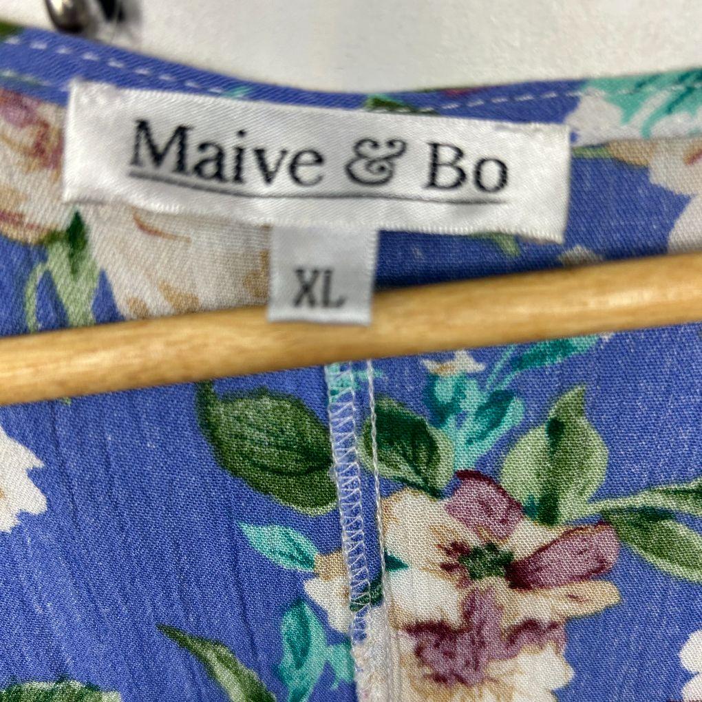 Maive & Bo Blue Floral Wrap Dress - Size XL