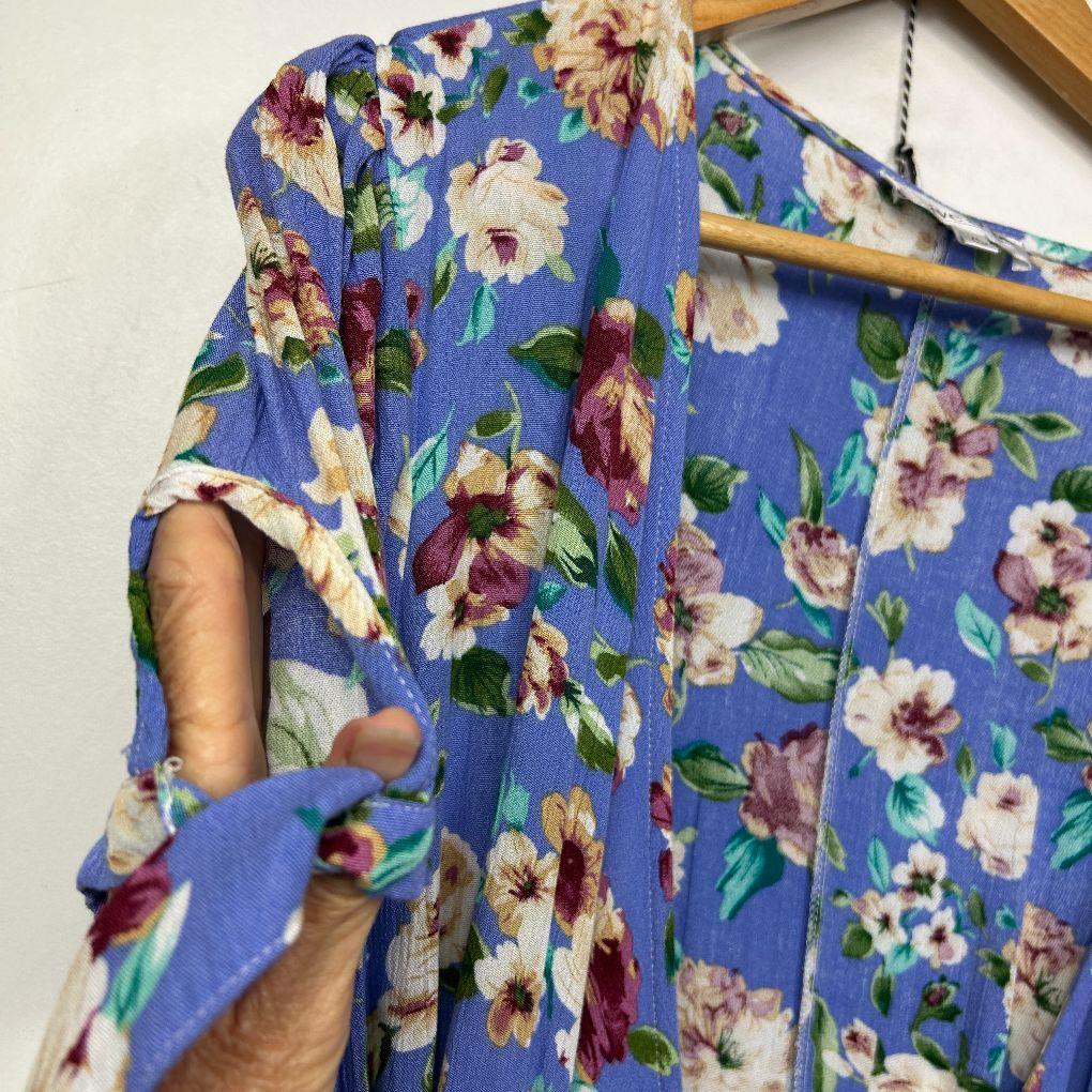 Maive & Bo Blue Floral Wrap Dress - Size XL