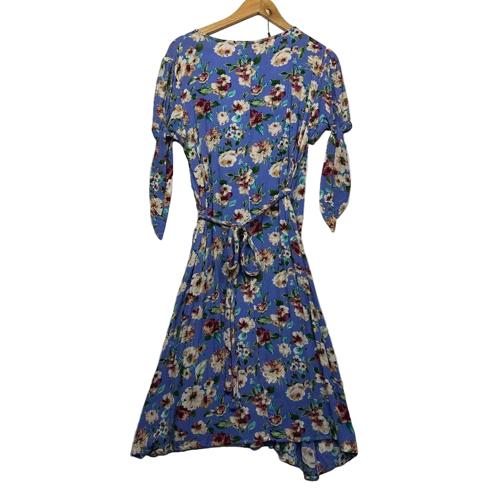 Maive & Bo Blue Floral Wrap Dress - Size XL