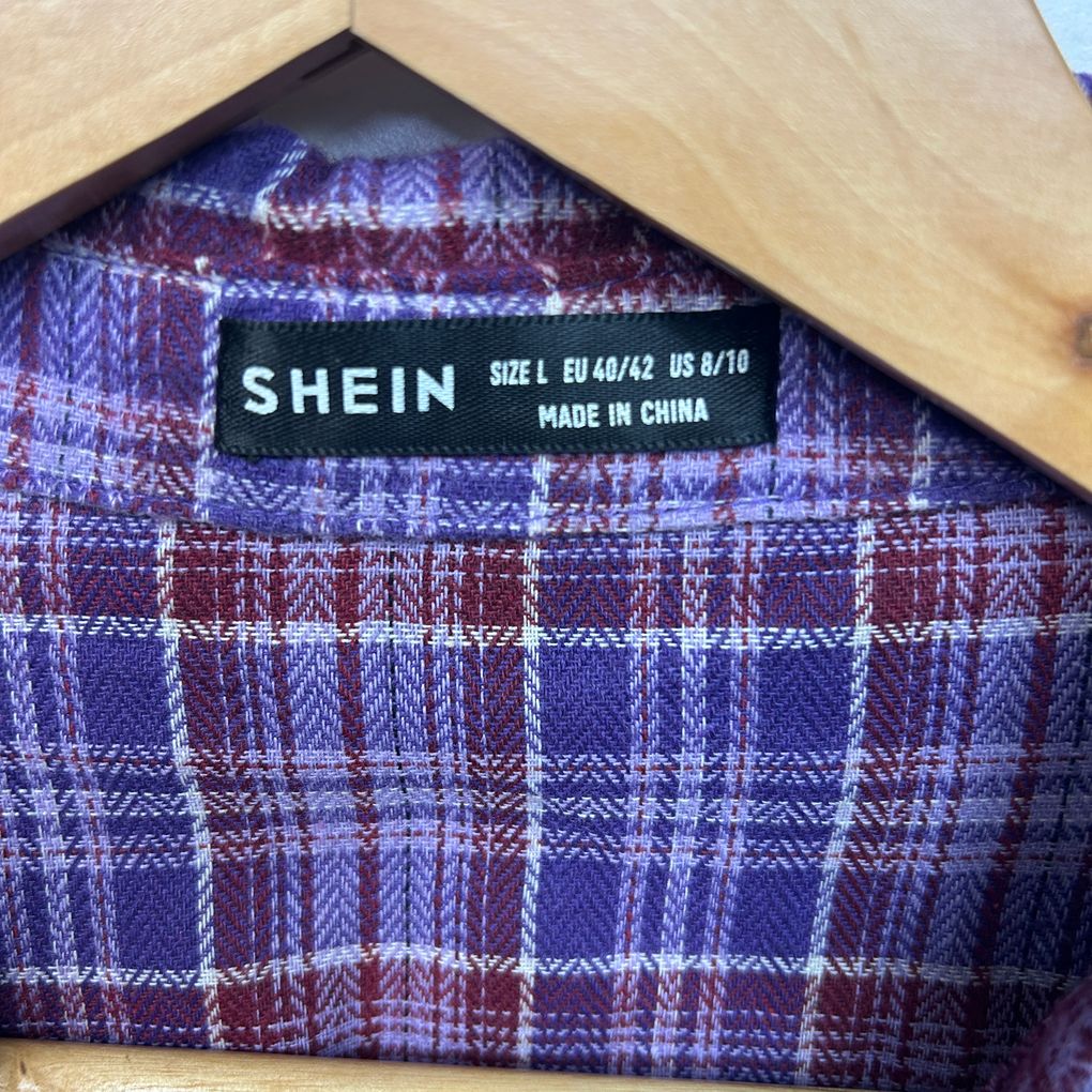 Shein Purple Check Top - Size L