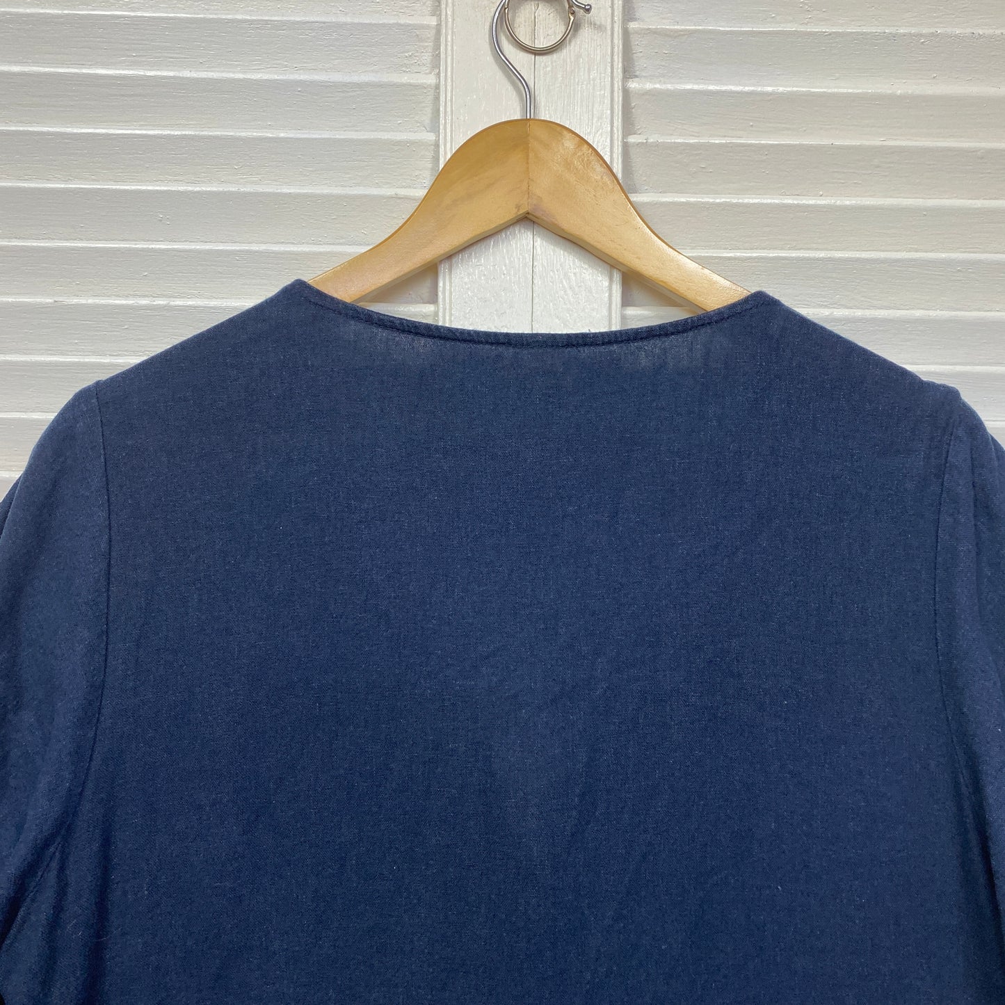 Anko Curve Dress Size 18 Navy Short Sleeve Button Up Linen Blend