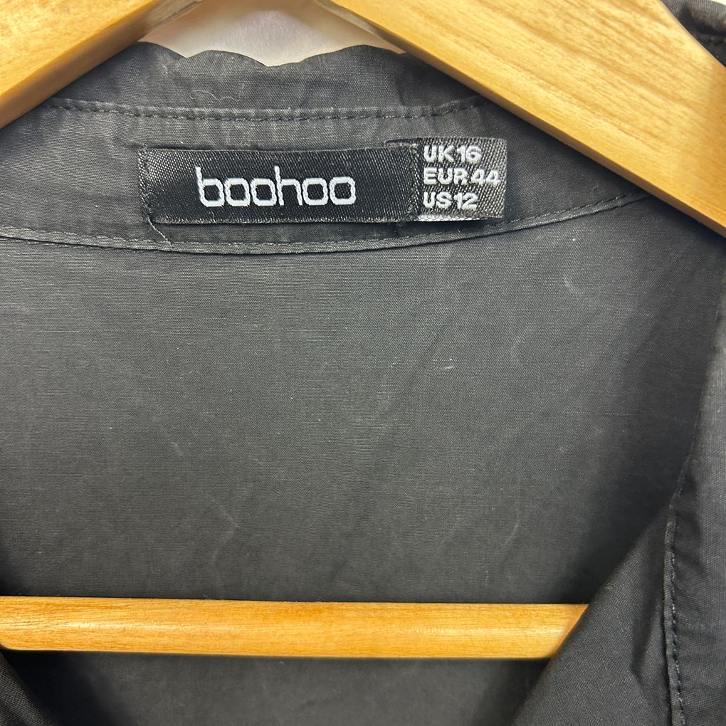 Boohoo Black Cotton Top - Size 16