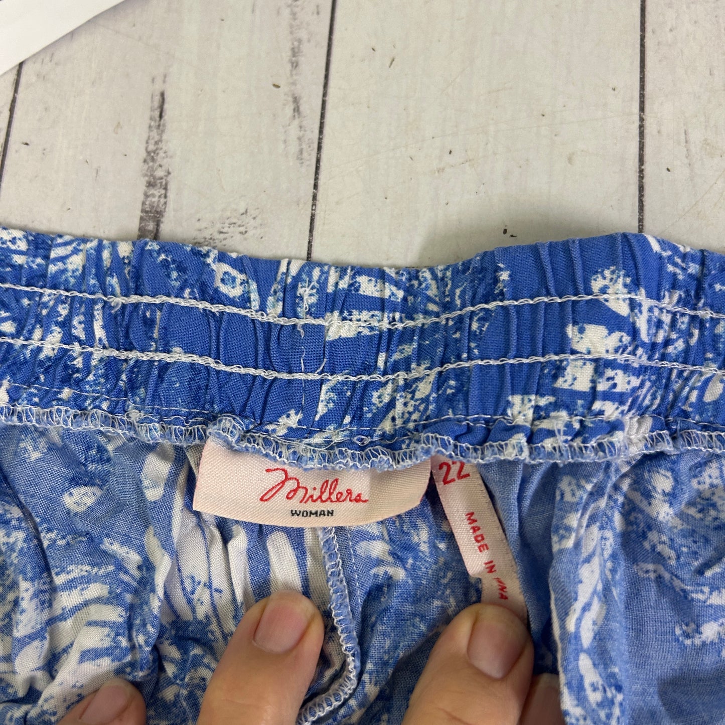 Millers Blue Floral Print Viscose Shorts - Size 22