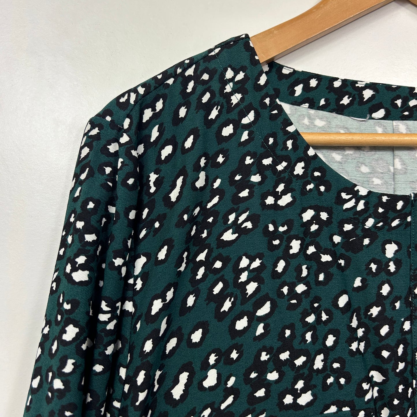 Rockmans Teal & Black Leopard Print Dress - Size 18