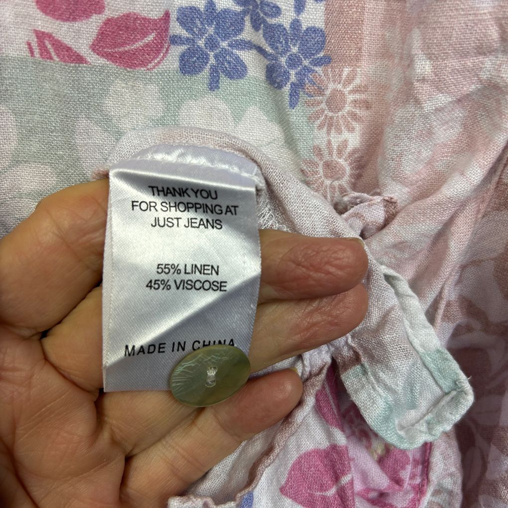Just Jeans Pink Linen Top - Size 14