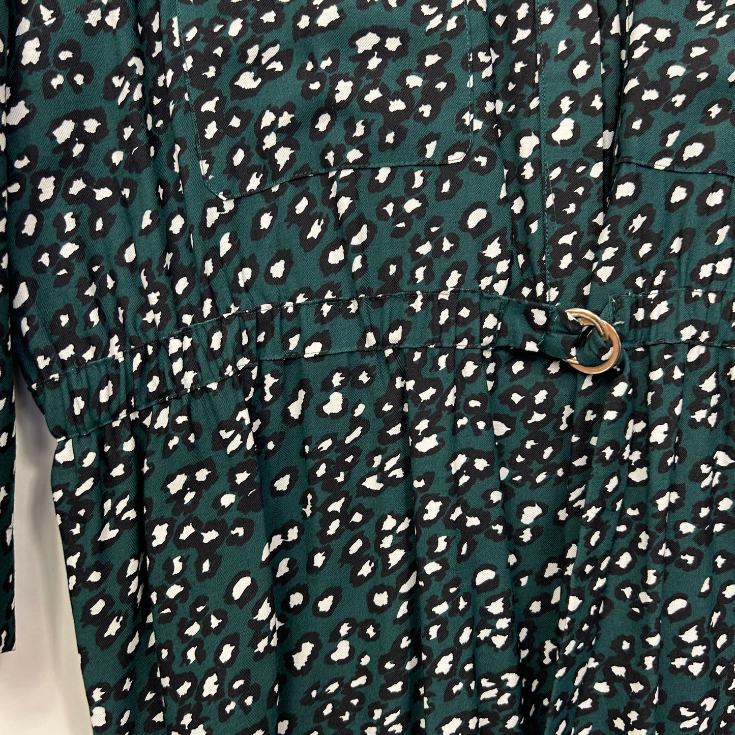 Rockmans Teal & Black Leopard Print Dress - Size 18