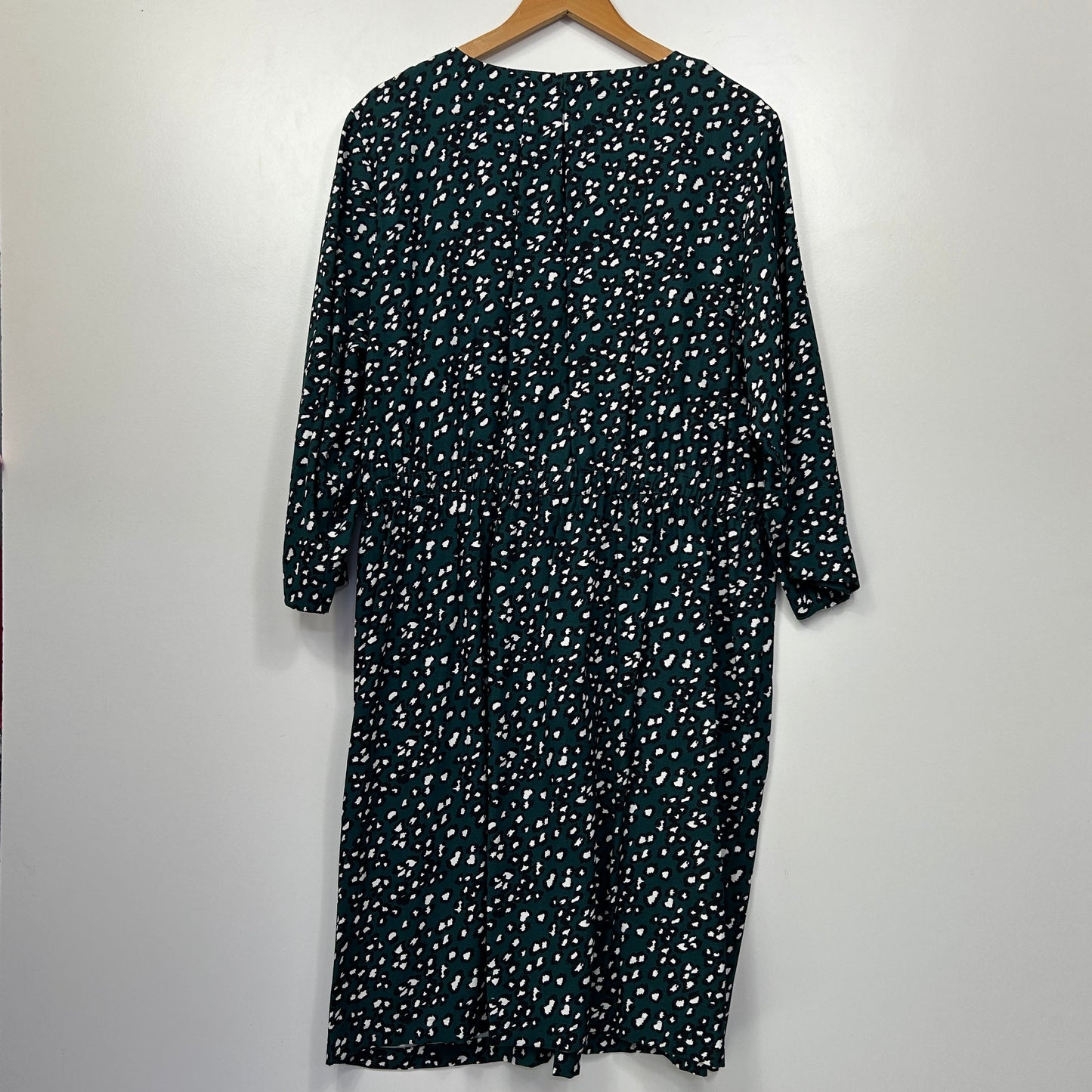 Rockmans Teal & Black Leopard Print Dress - Size 18