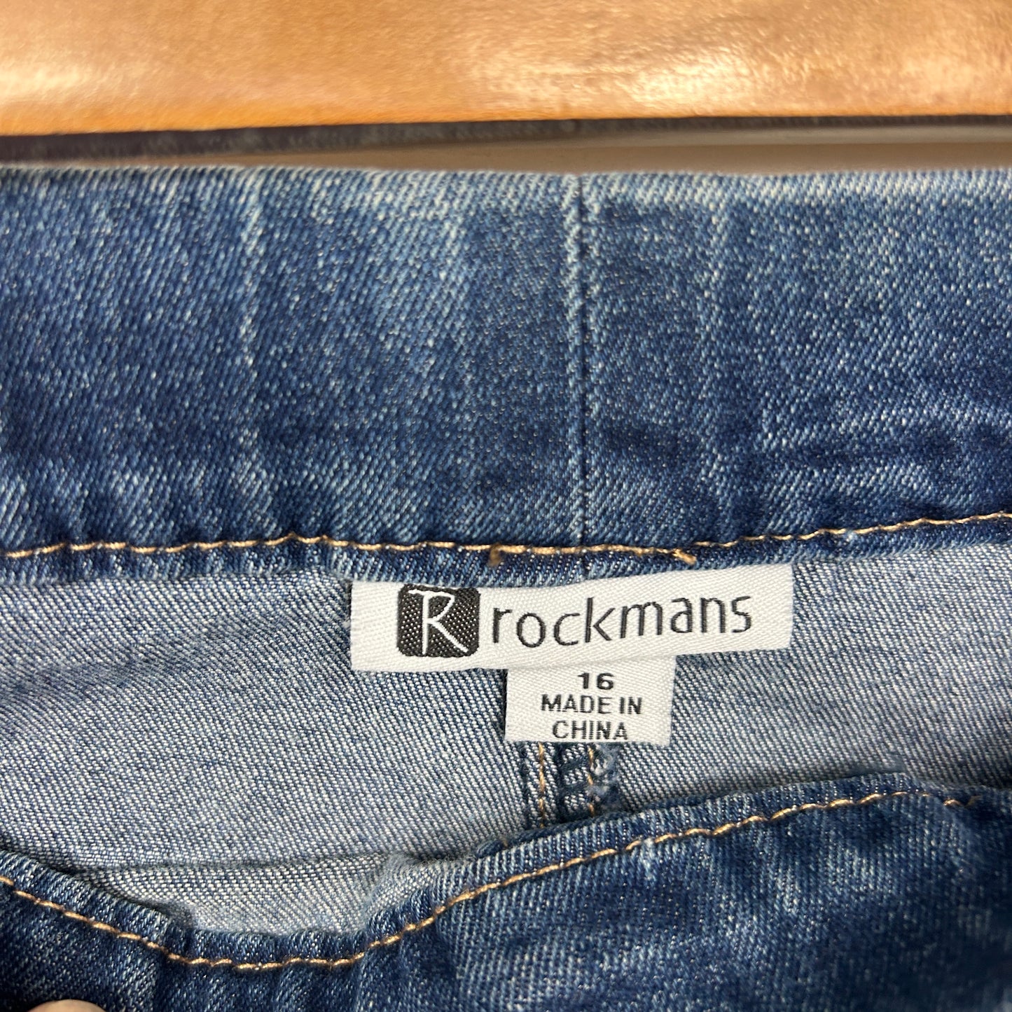 Rockmans Denim Skirt Size 16 Denim Blue Elastic Waist