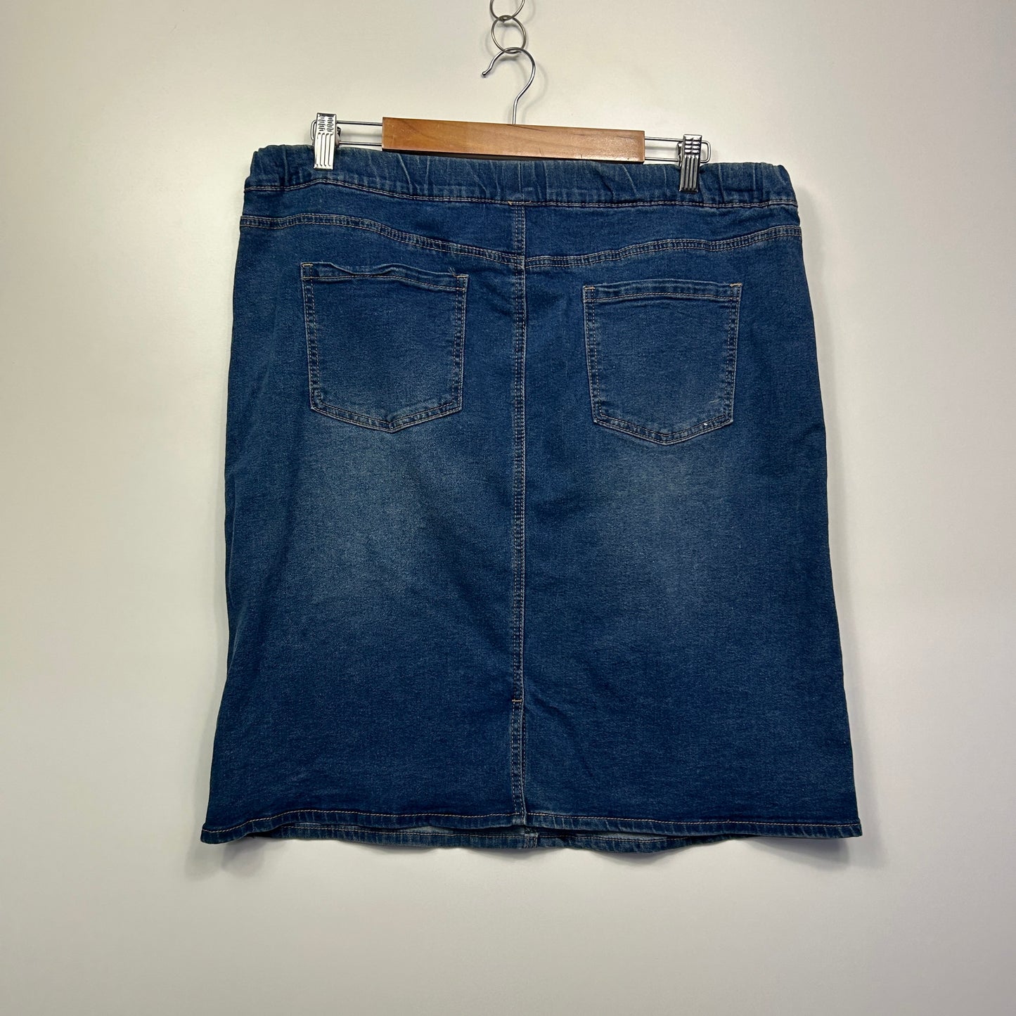 Rockmans Denim Skirt Size 16 Denim Blue Elastic Waist