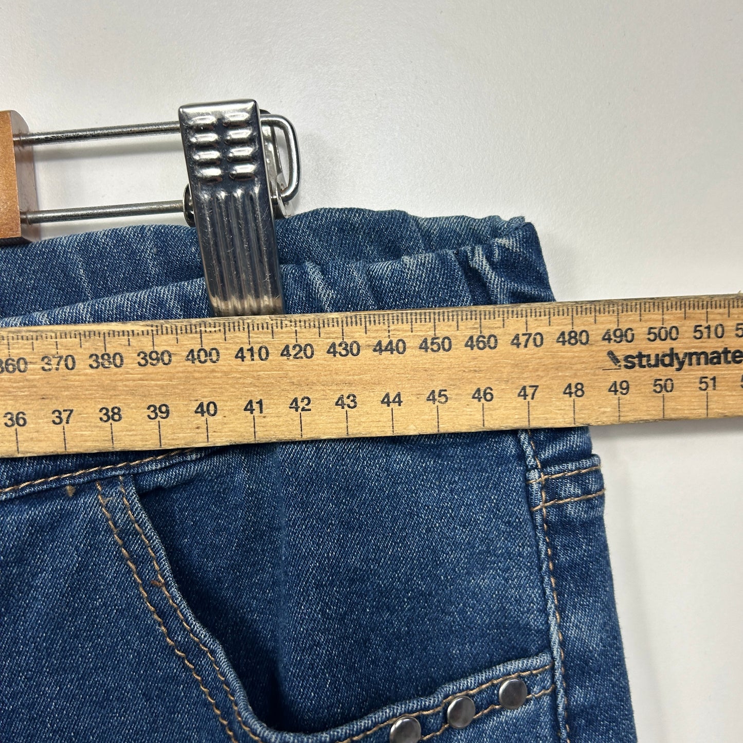 Rockmans Denim Skirt Size 16 Denim Blue Elastic Waist