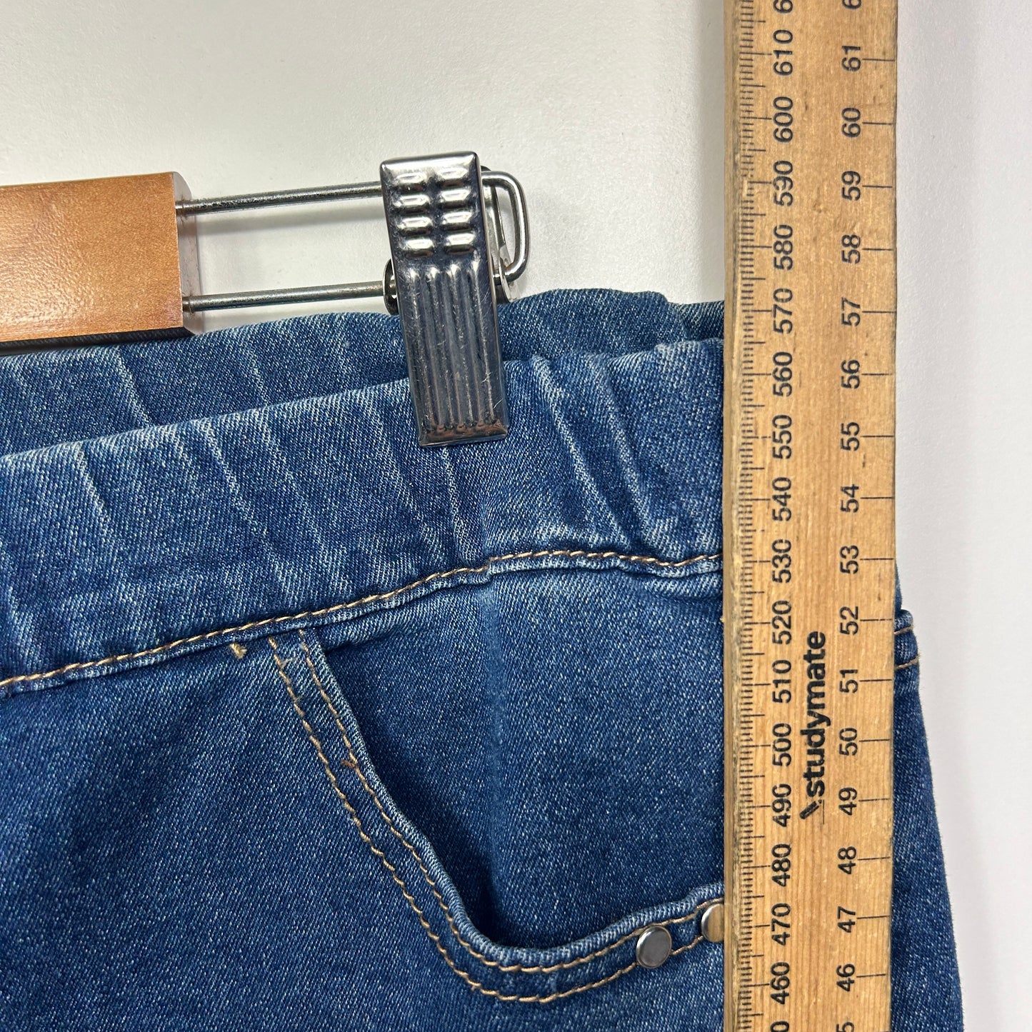 Rockmans Denim Skirt Size 16 Denim Blue Elastic Waist