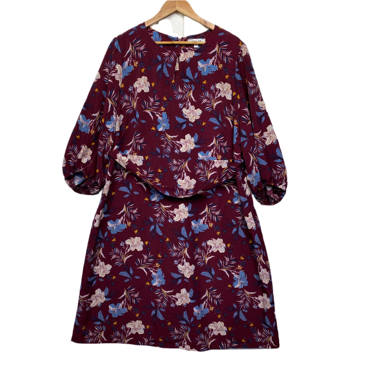 Preview Dress Size 20 Maroon Floral Long Sleeve