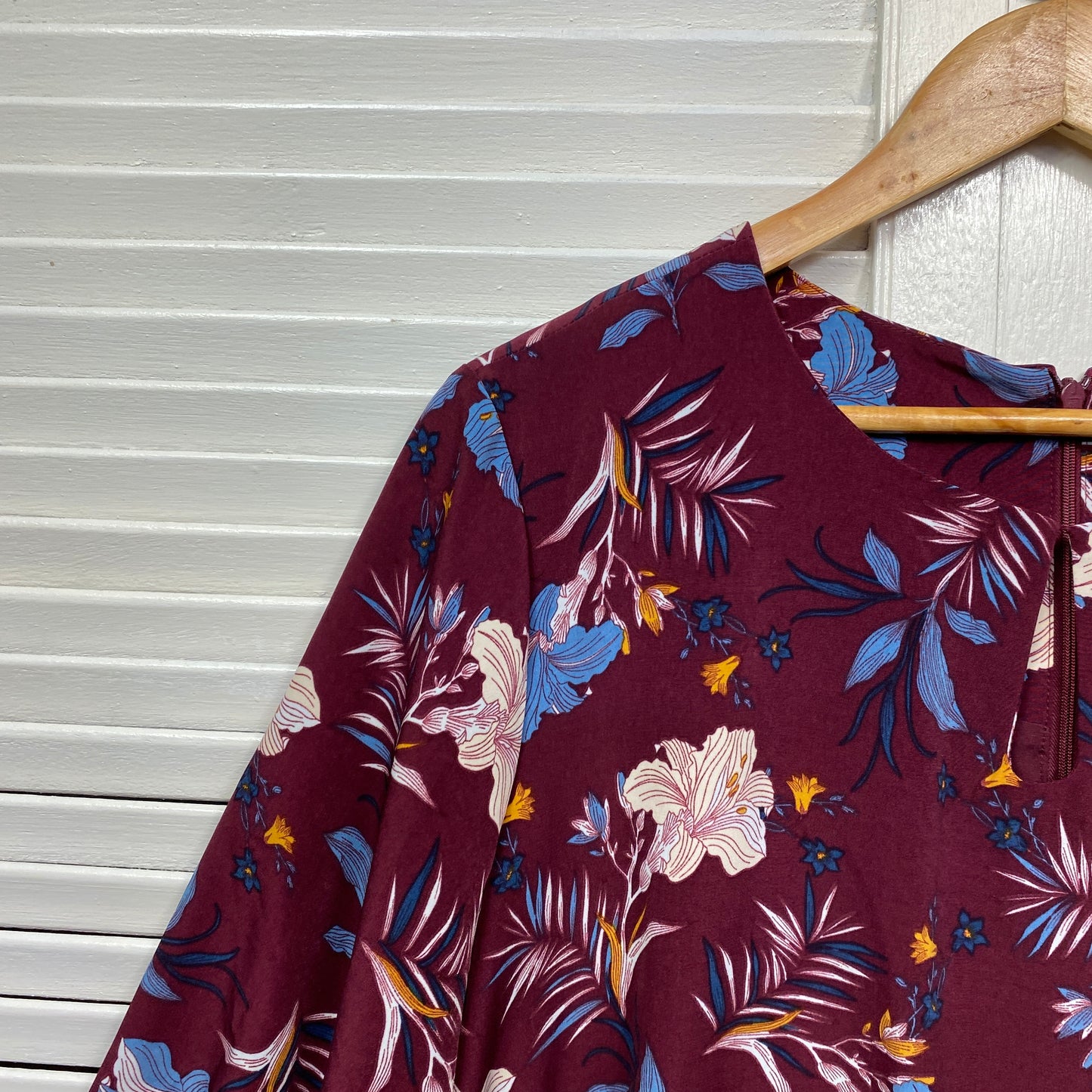 Preview Dress Size 20 Maroon Floral Long Sleeve