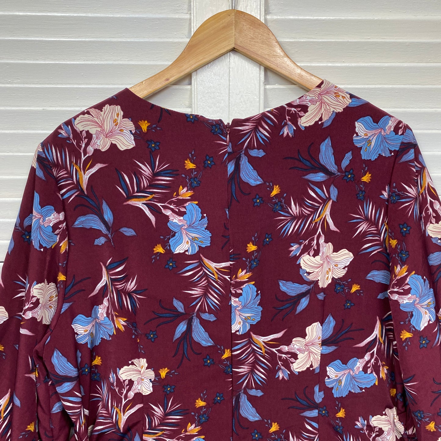 Preview Dress Size 20 Maroon Floral Long Sleeve