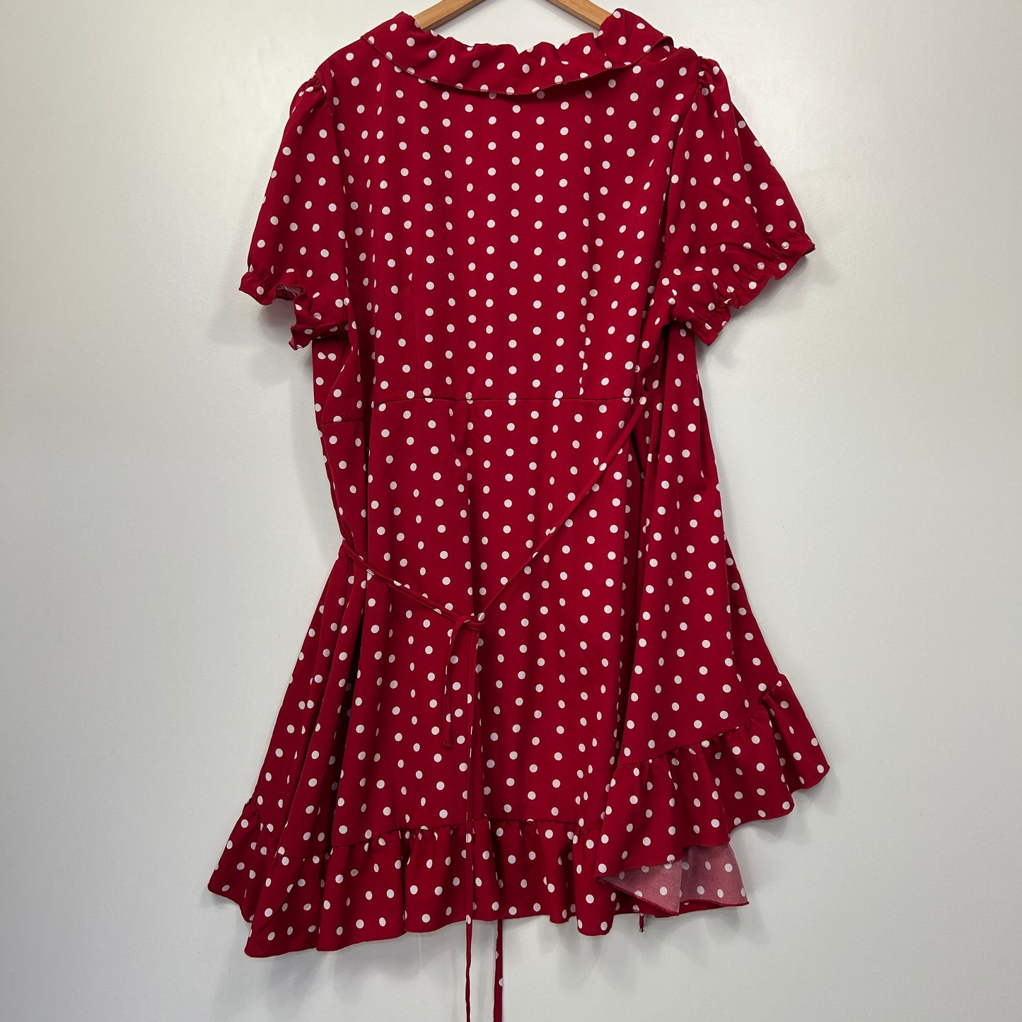 Shein Curve Red & White Polka Dot Wrap Dress - Size 2XL