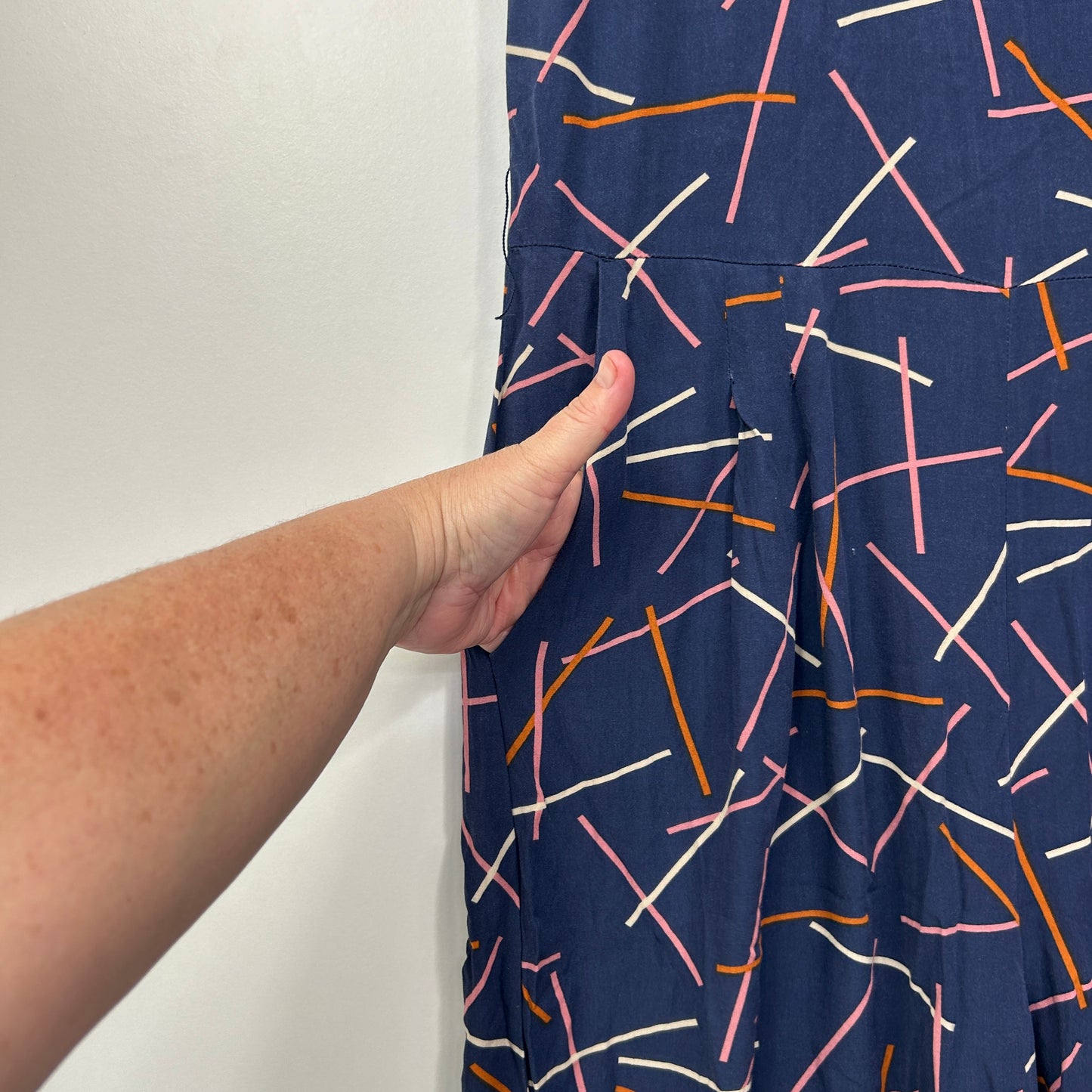 Princess Highway Navy Geometric Print Jumpsuit - Size 16