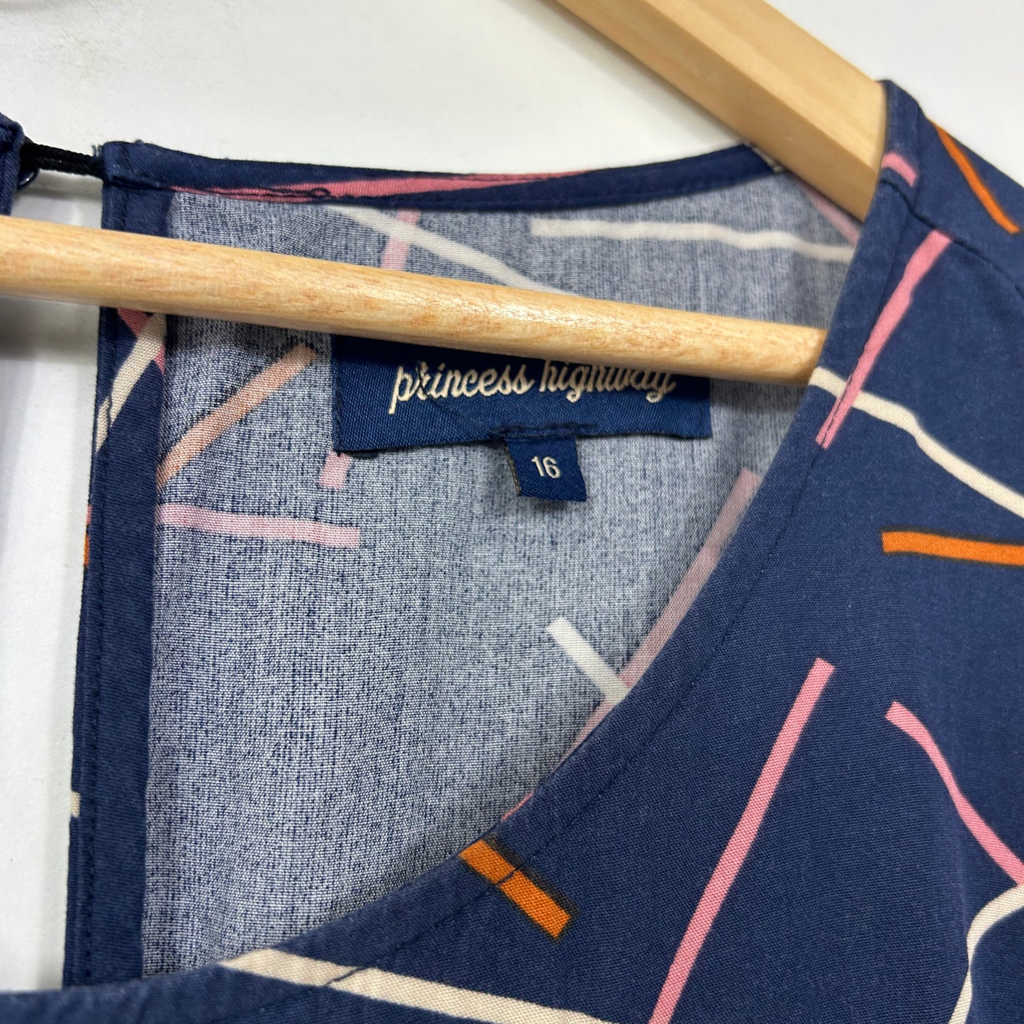 Princess Highway Navy Geometric Print Jumpsuit - Size 16