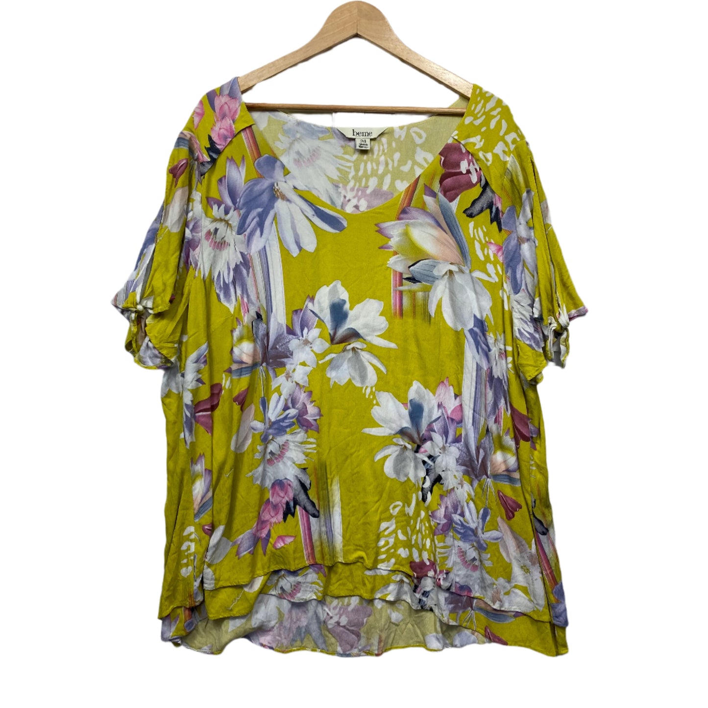 Beme Top Size 24 Plus Floral Multicoloured Short Sleeve