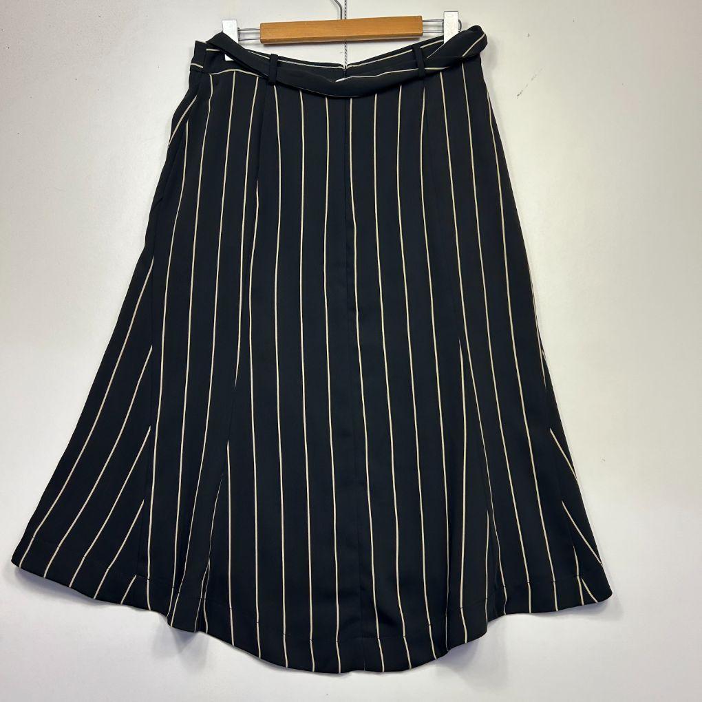 Veronika Maine Navy and White Striped Skirt - Size 14