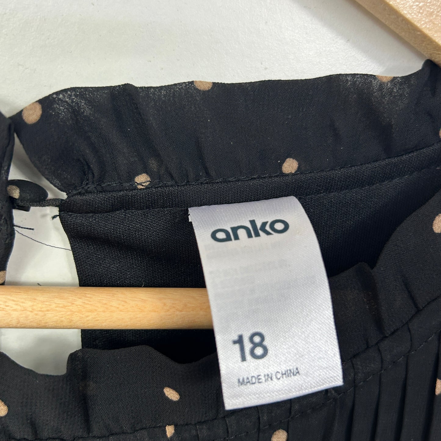 Anko Black & Gold Polka Dot Pleated Dress - Size 18