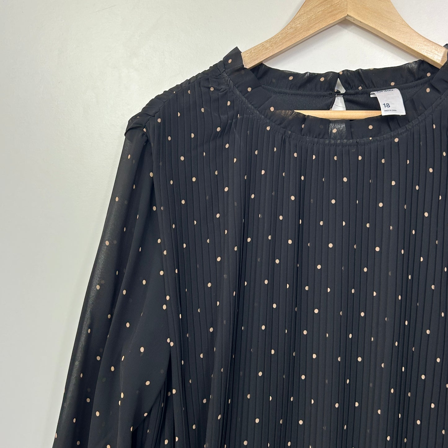 Anko Black & Gold Polka Dot Pleated Dress - Size 18