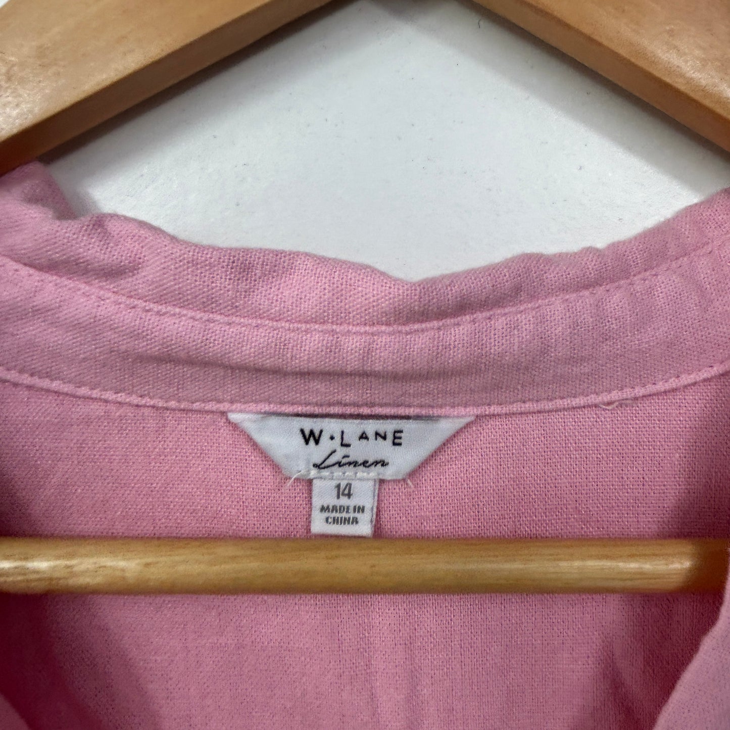 W.Lane Dusty Pink Linen Polo Top - Size 14