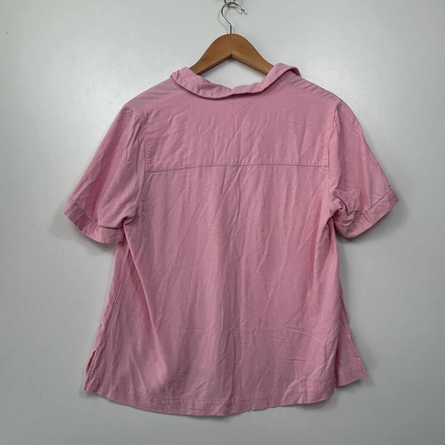 W.Lane Dusty Pink Linen Polo Top - Size 14
