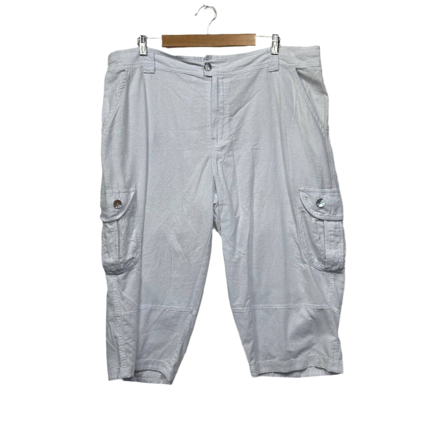 Momento Cargo Linen Pants Size 18 2XL White Pockets