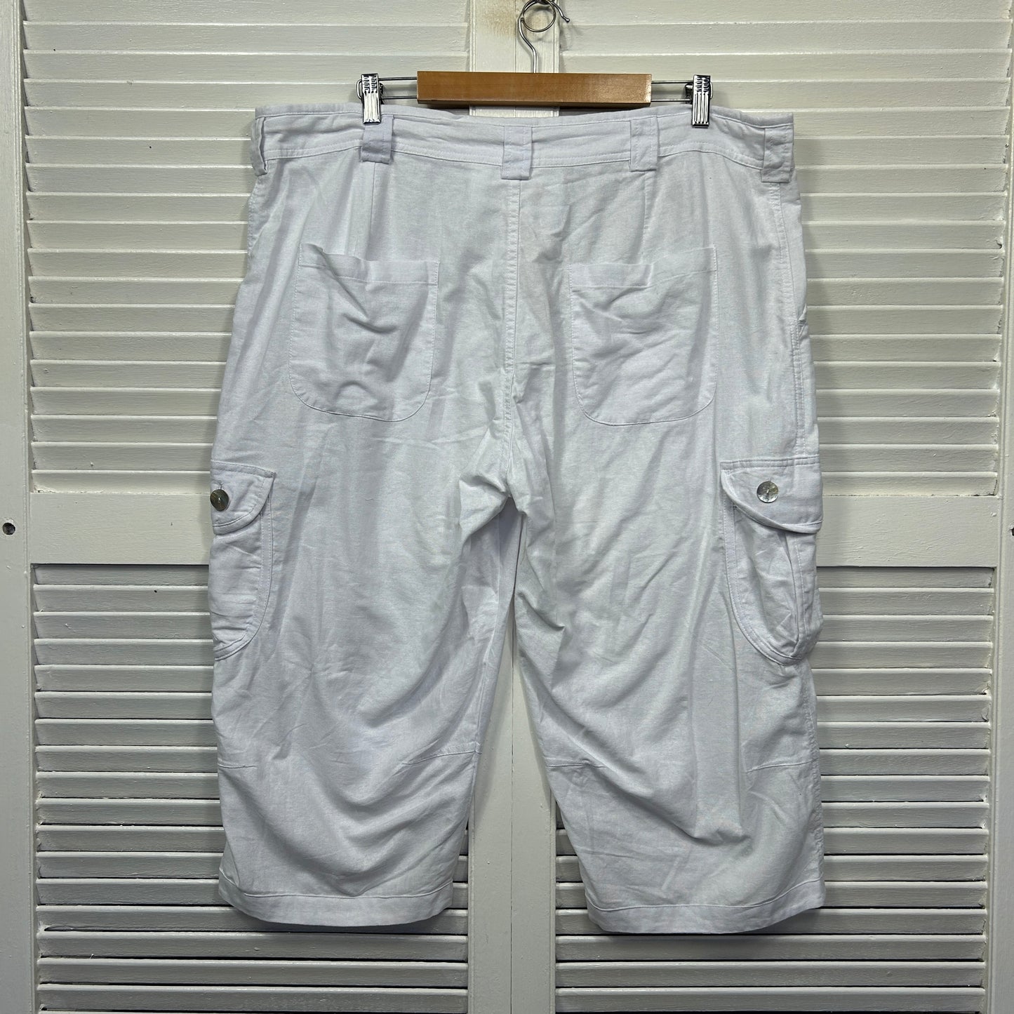 Momento Cargo Linen Pants Size 18 2XL White Pockets
