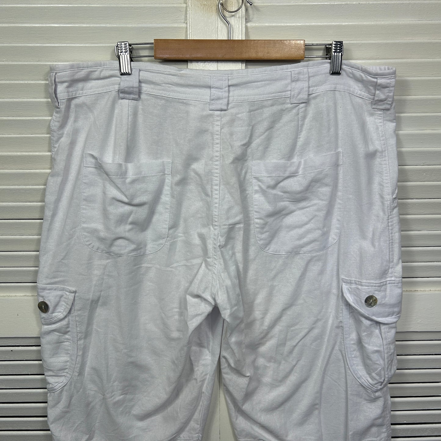 Momento Cargo Linen Pants Size 18 2XL White Pockets
