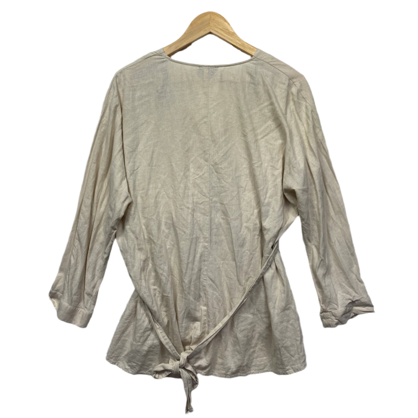 Sussan Linen Top Size 14 Biege Long Sleeve