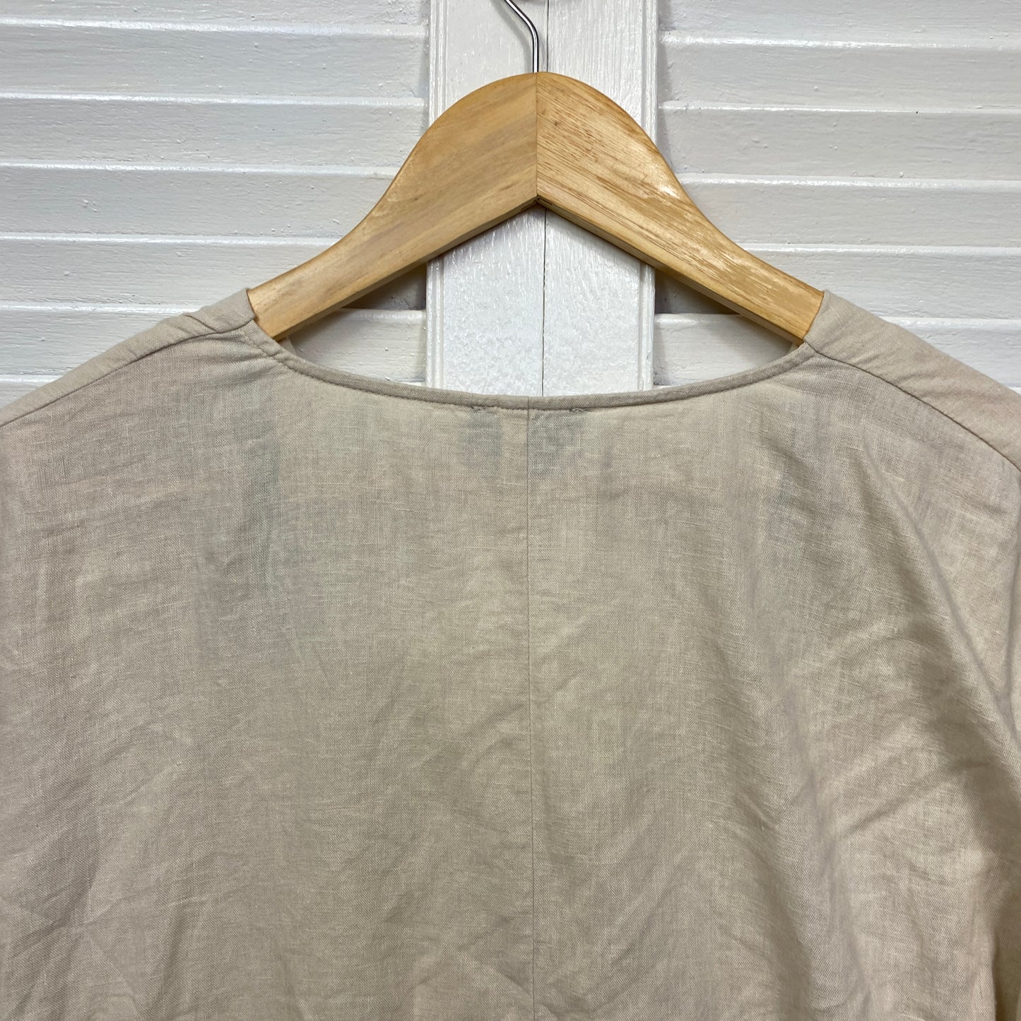 Sussan Linen Top Size 14 Biege Long Sleeve