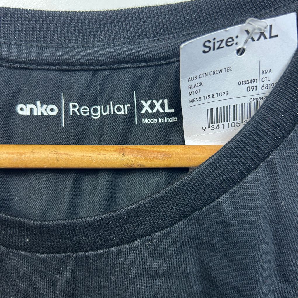 Anko Black Cotton T-Shirt - Size XXL