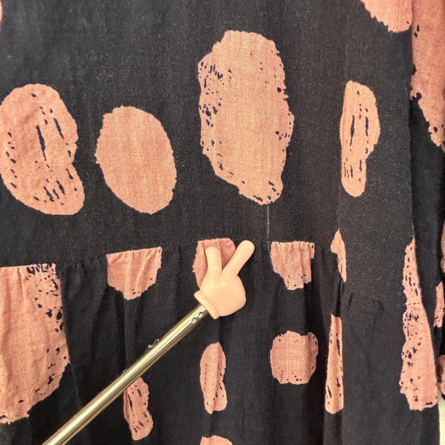 Navy and Pink Polka Dot Smock Dress - Size 16? (Fault)