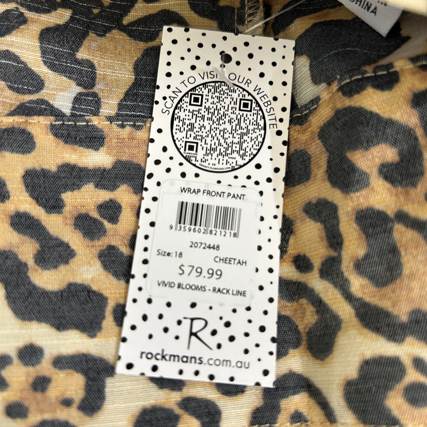 Rockmans Leopard Print Wrap Front Cropped Pants - Size 18