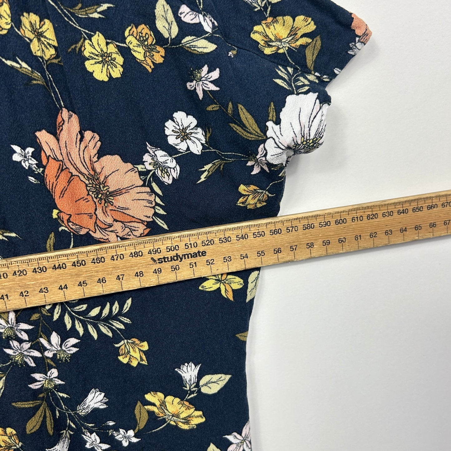 Target Navy Blue Multicoloured Floral Print Top - Size 18