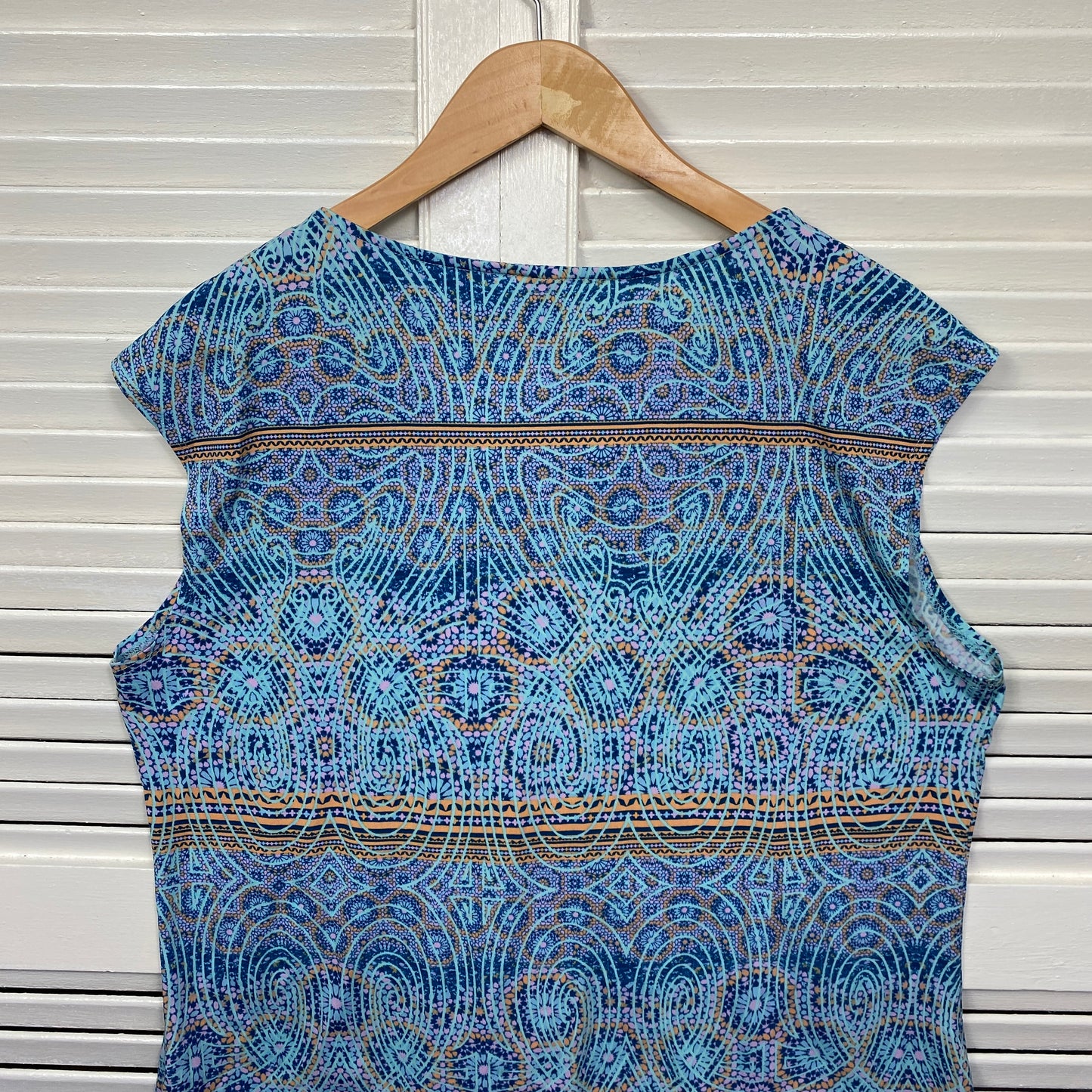 Rockmans Top Size 14 Large Sleeveless Blue