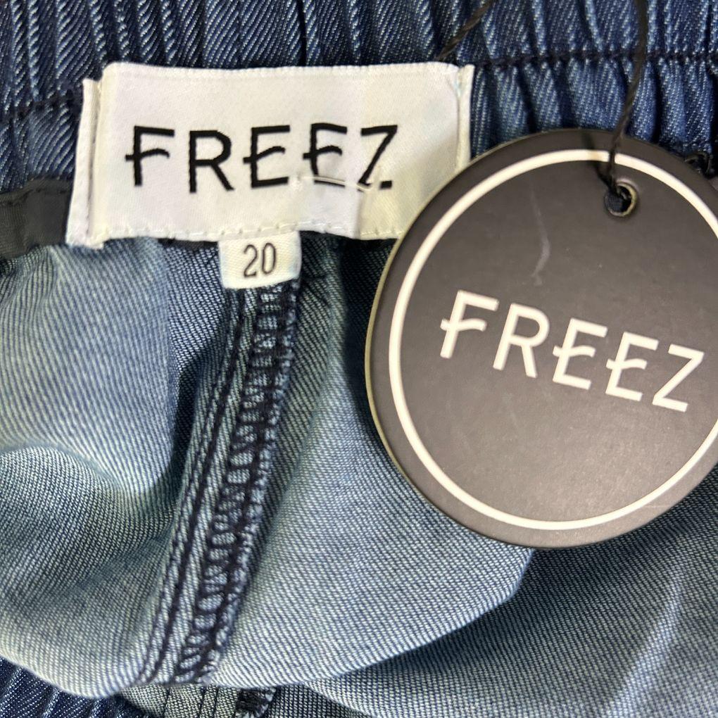 Freez Blue Cotton Chambray Wide Leg Pants - Size 20