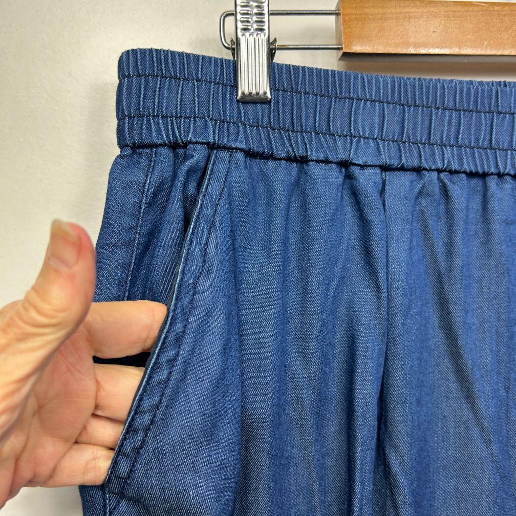 Freez Blue Cotton Chambray Wide Leg Pants - Size 20