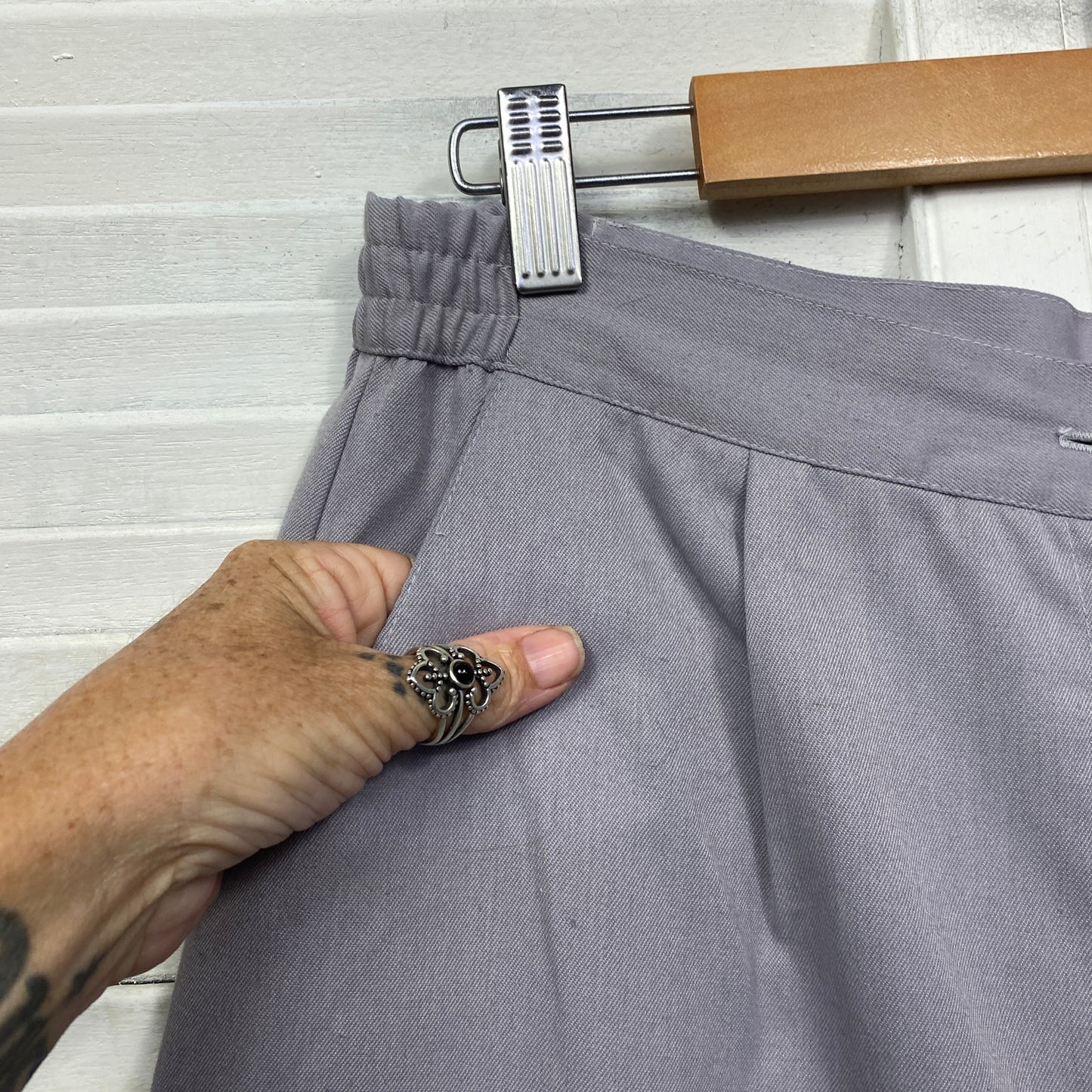 Vintage Pants Size 16 14 Grey Pockets High Rise Made in Australia