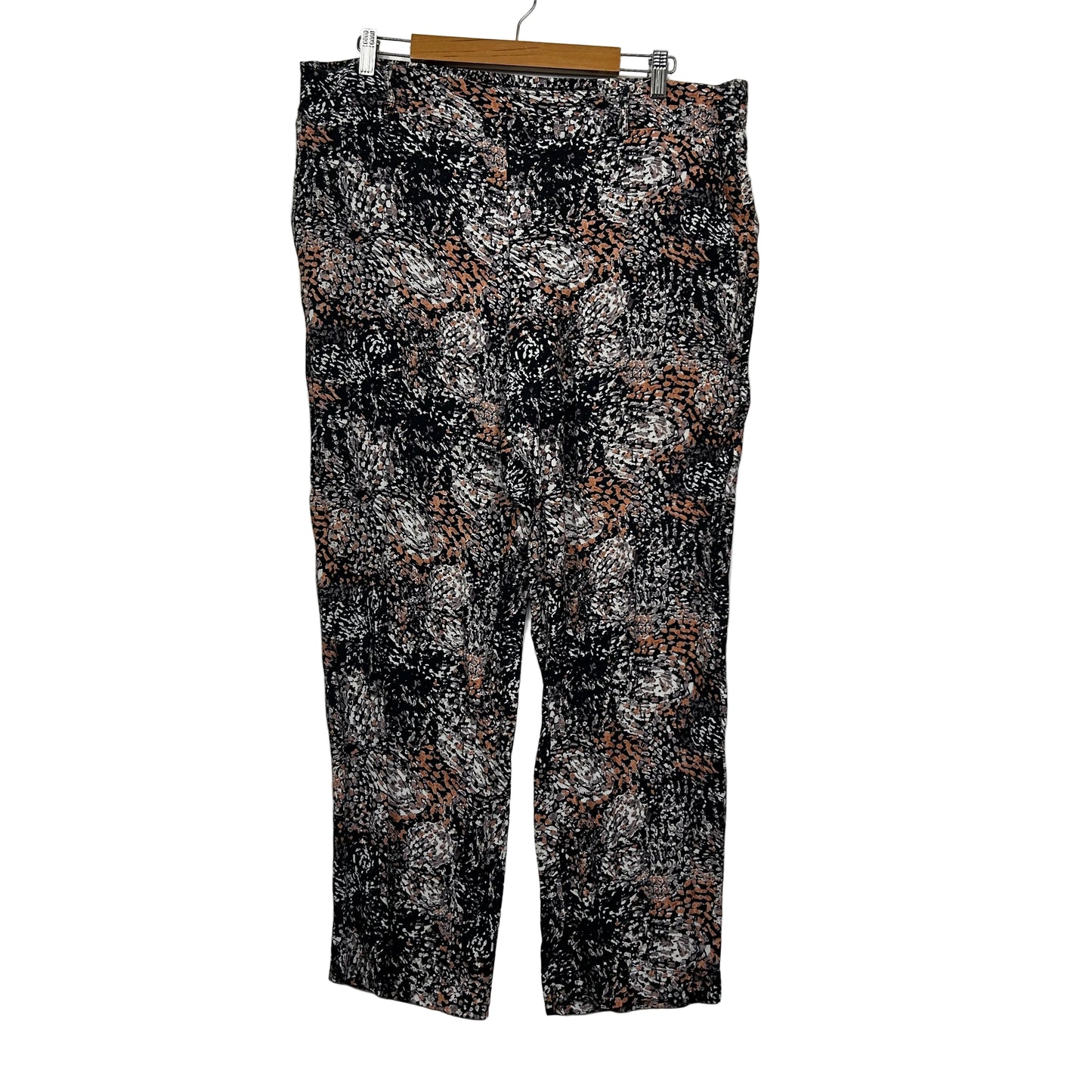 Katies Black Brown Abstract Print Pants - Size 18