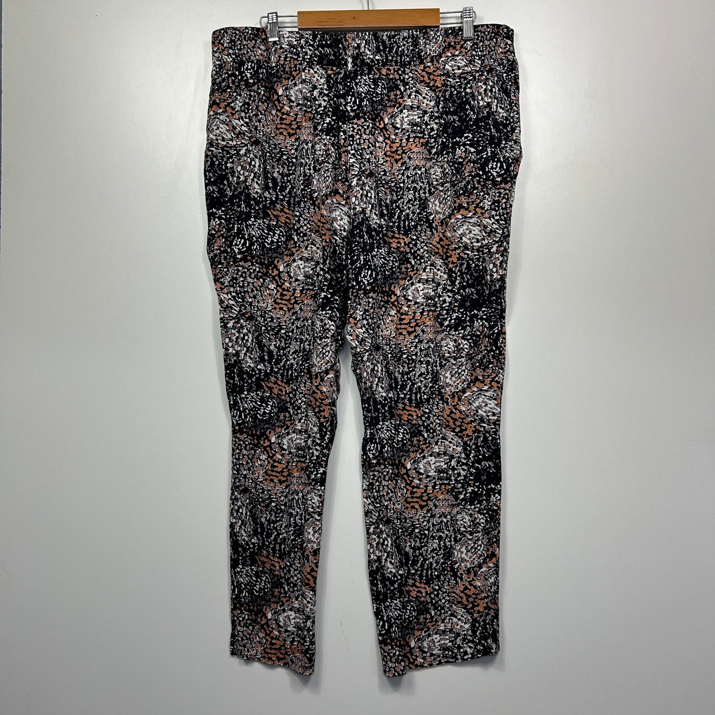 Katies Black Brown Abstract Print Pants - Size 18