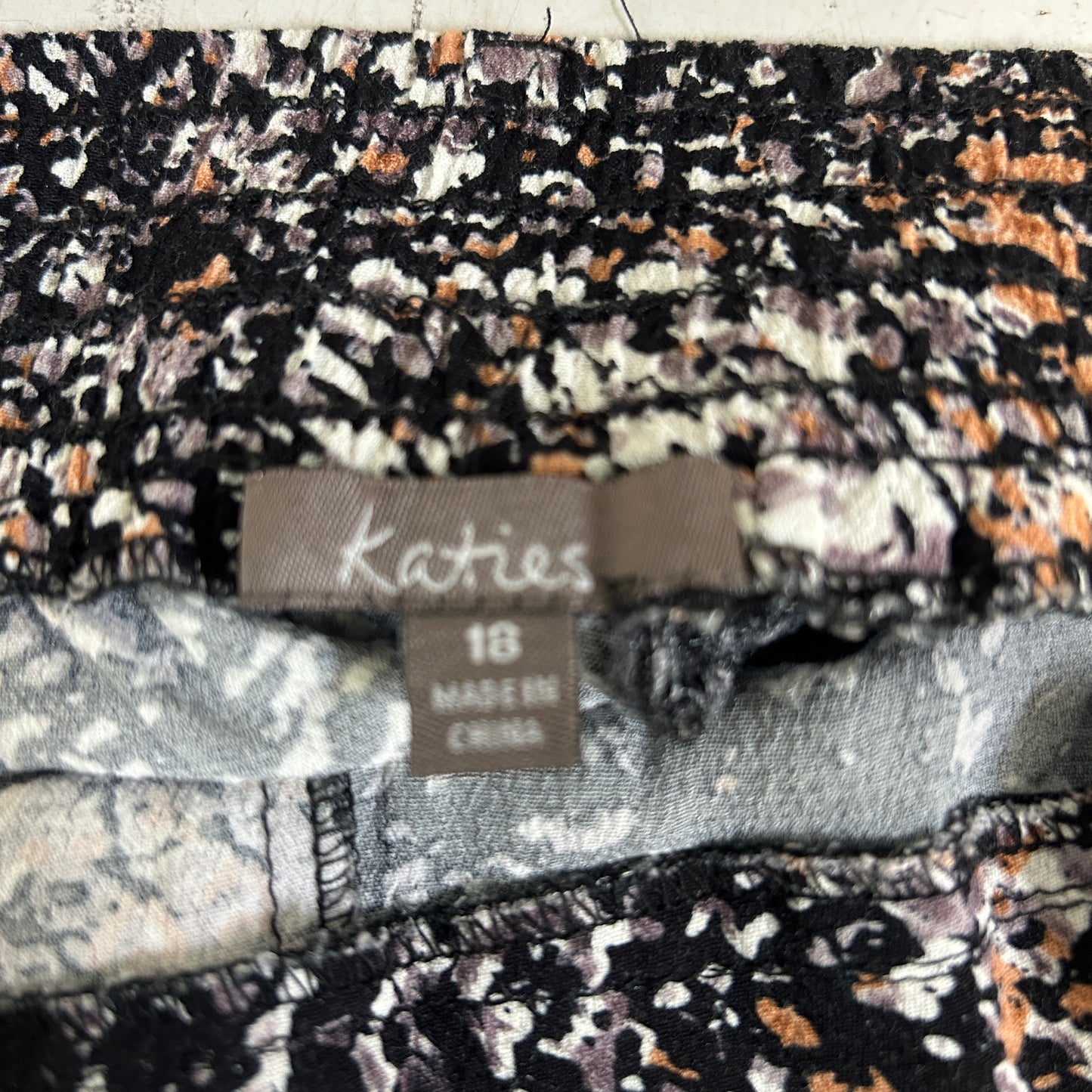 Katies Black Brown Abstract Print Pants - Size 18