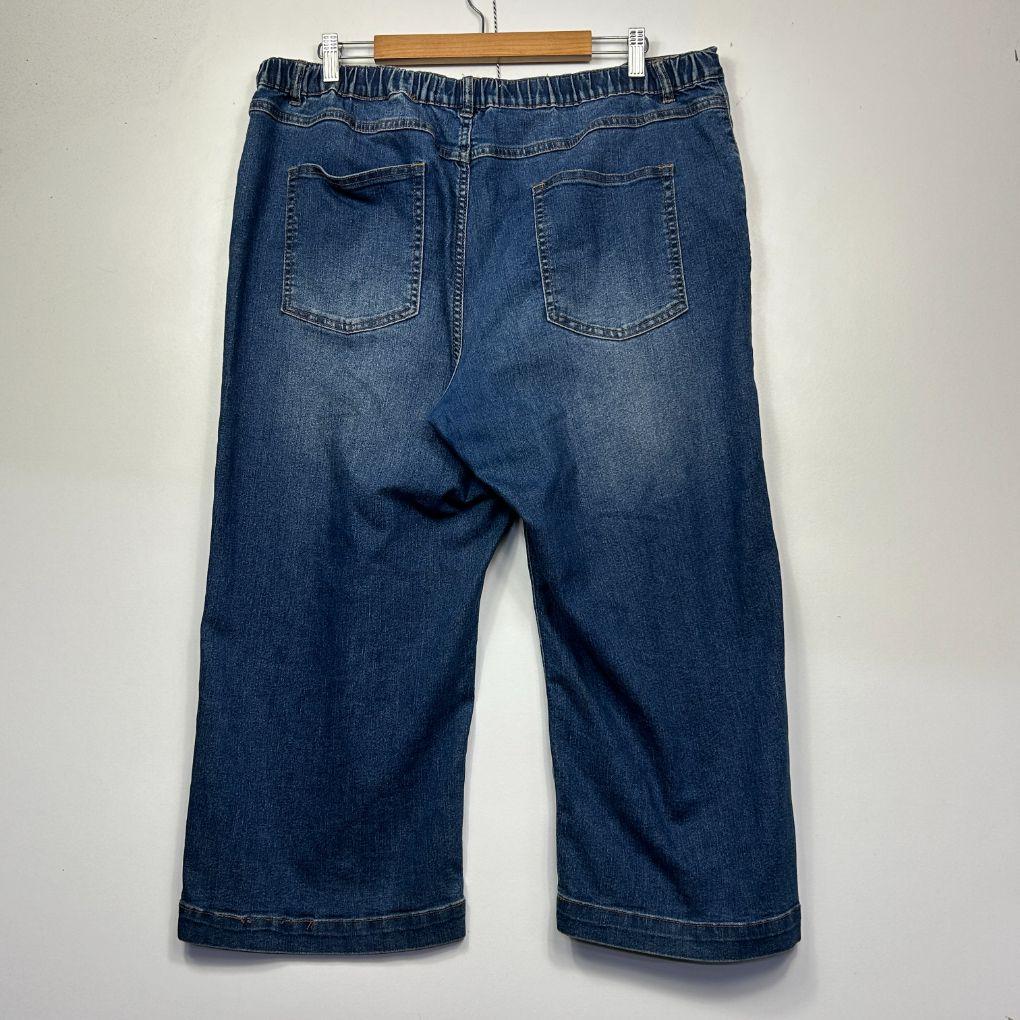 Suzanne Grae Denim Blue Cotton Cropped Pants - Size 18