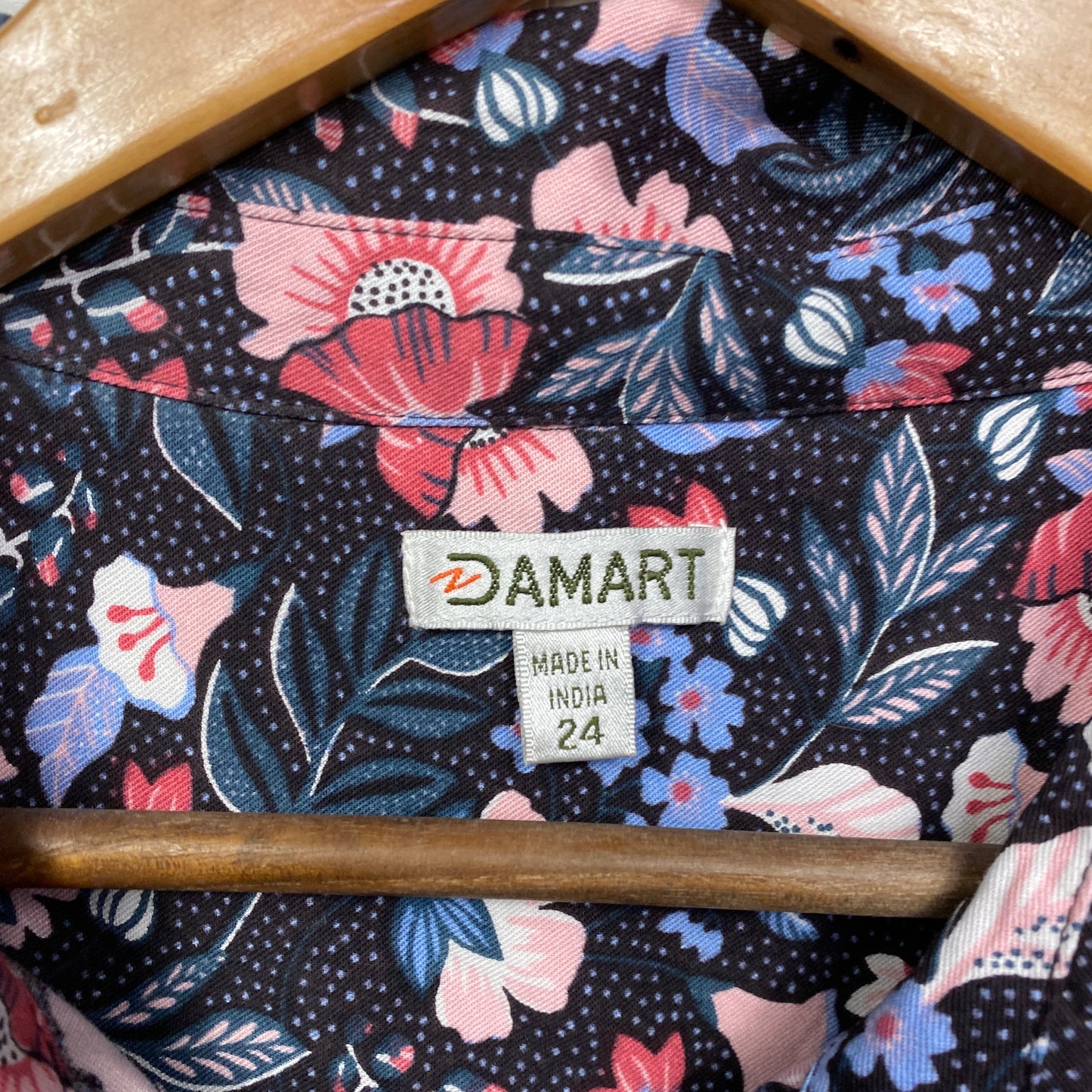 Damart Top Size Large 24 Multicoloured Floral Button Up Long Sleeve Viscose