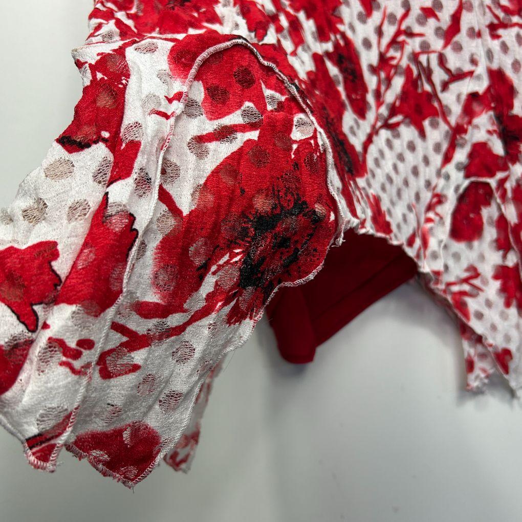 Taking Shape Red and White Floral Top - Size 12/XXS