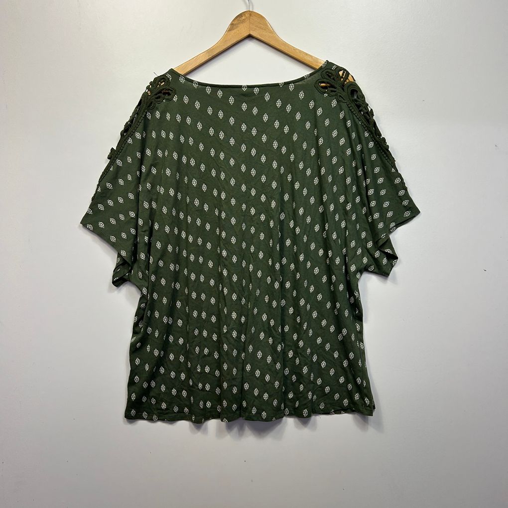 Autograph Green Cotton Crochet Top - Size 26