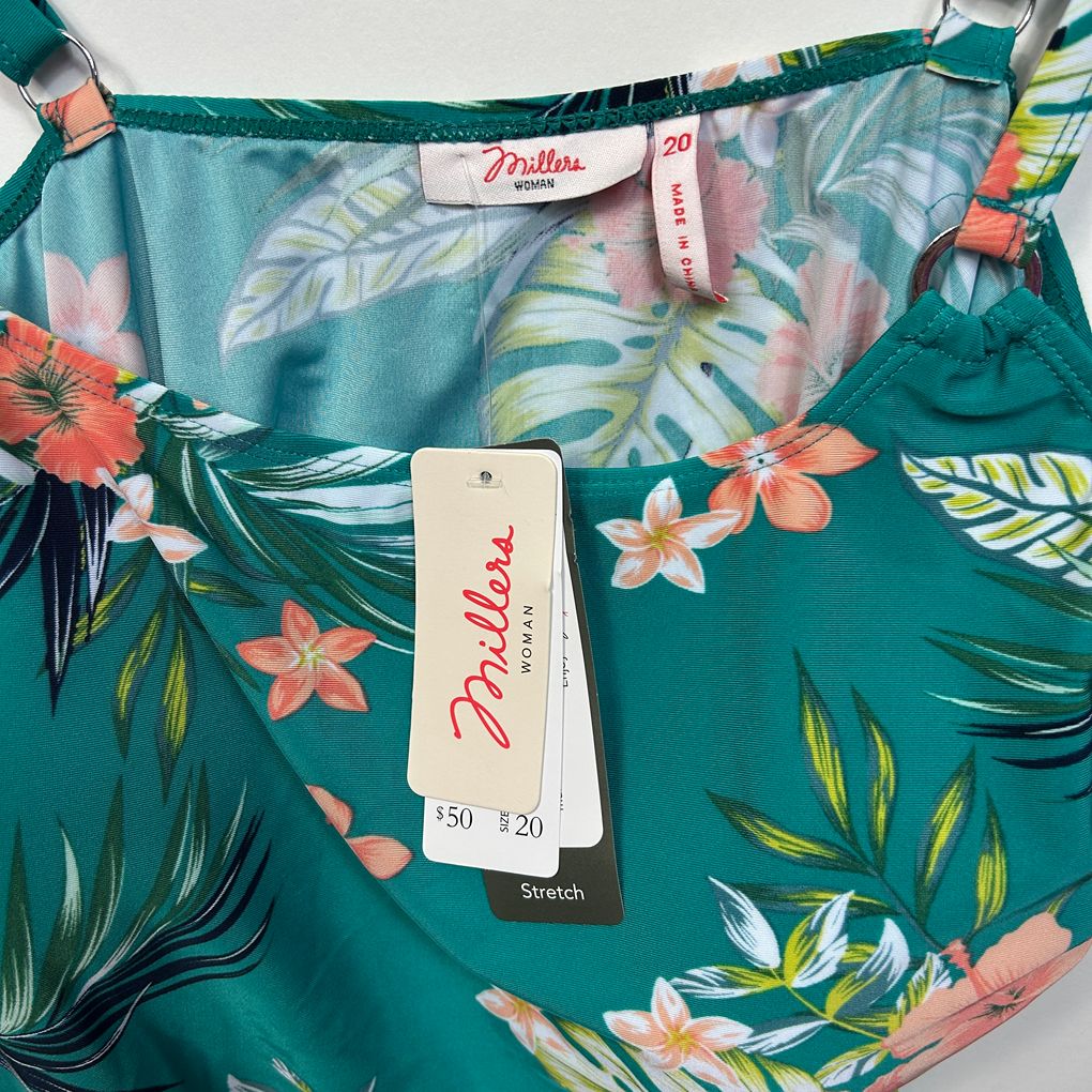 Millers Teal Floral Tankini - Size 20