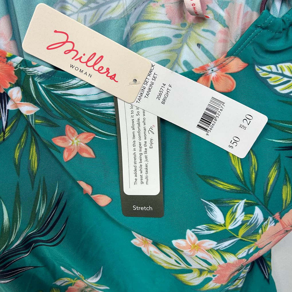 Millers Teal Floral Tankini - Size 20