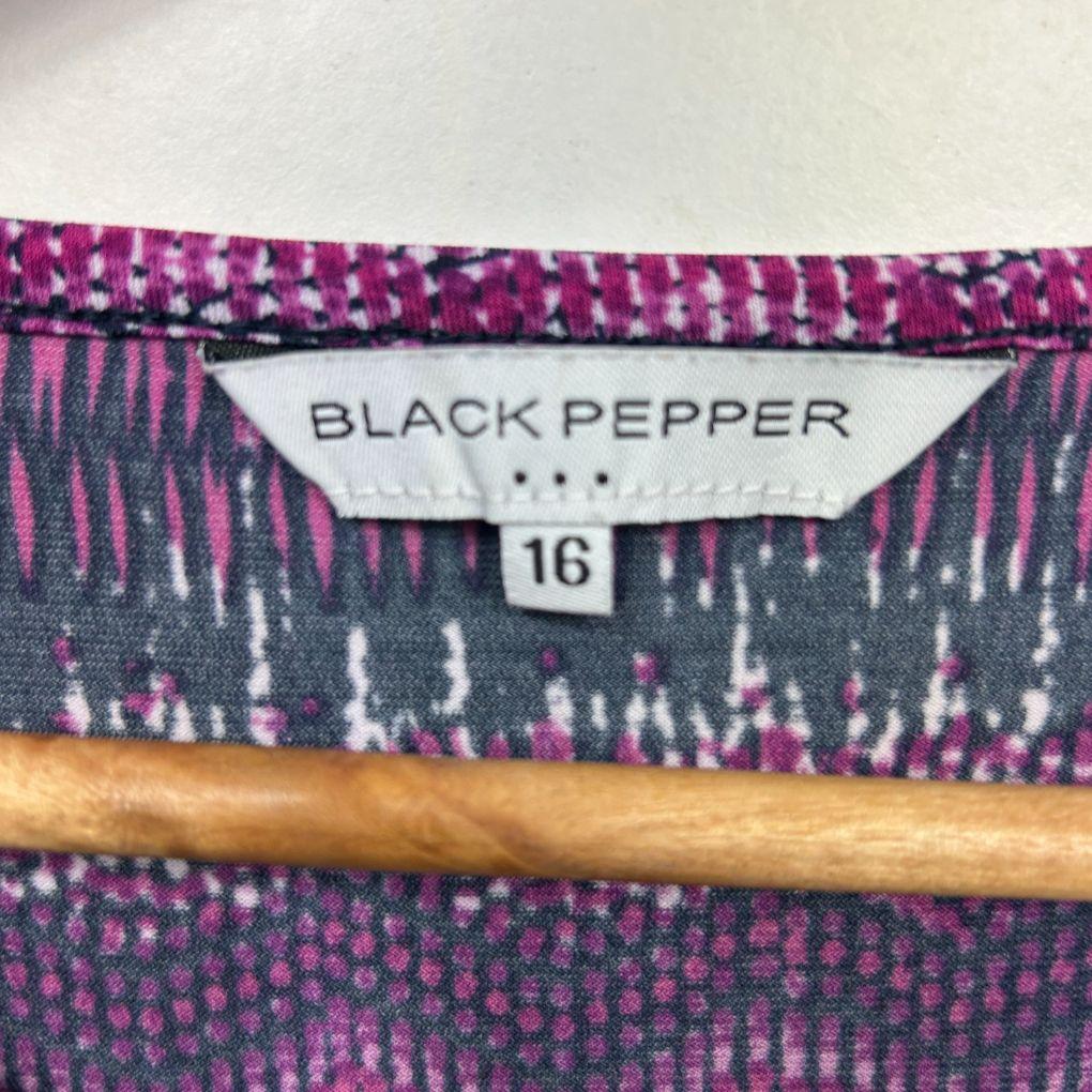 Black Pepper Pink and Black Print Top - Size 16